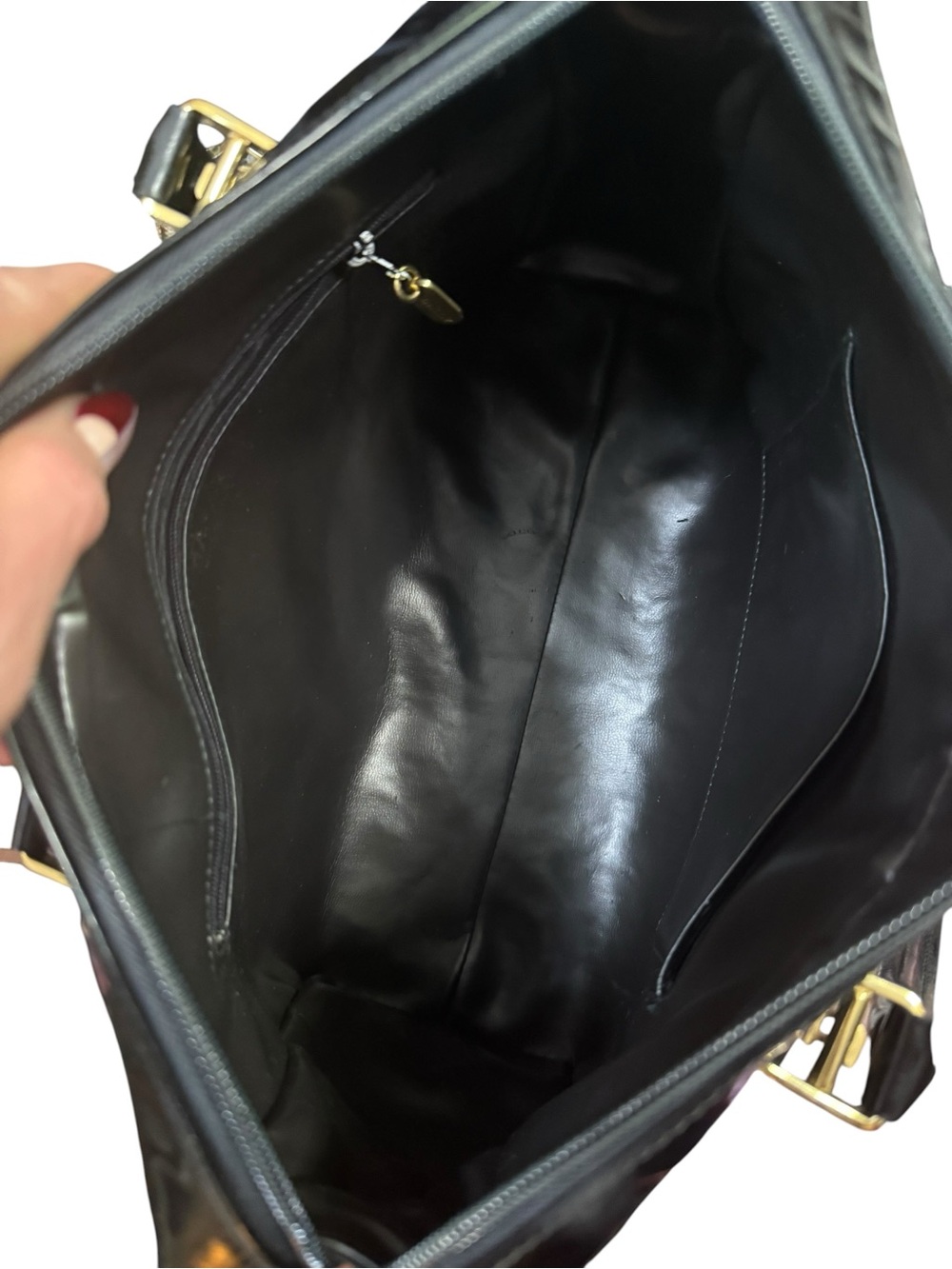 Vintage Bally Black Woven Leather Satchel Bag Gold Hardware Quiet Luxury Italy - Picture 10 of 14